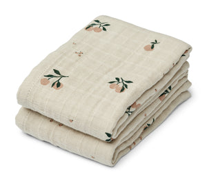 Liewood Hydrofiele (mond)doek - Peach Sea Shell 2-pack