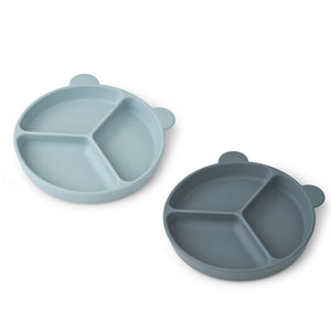 Liewood Stacy Bordjes Met Zuignap - Sea/Whale Blue 2-pack