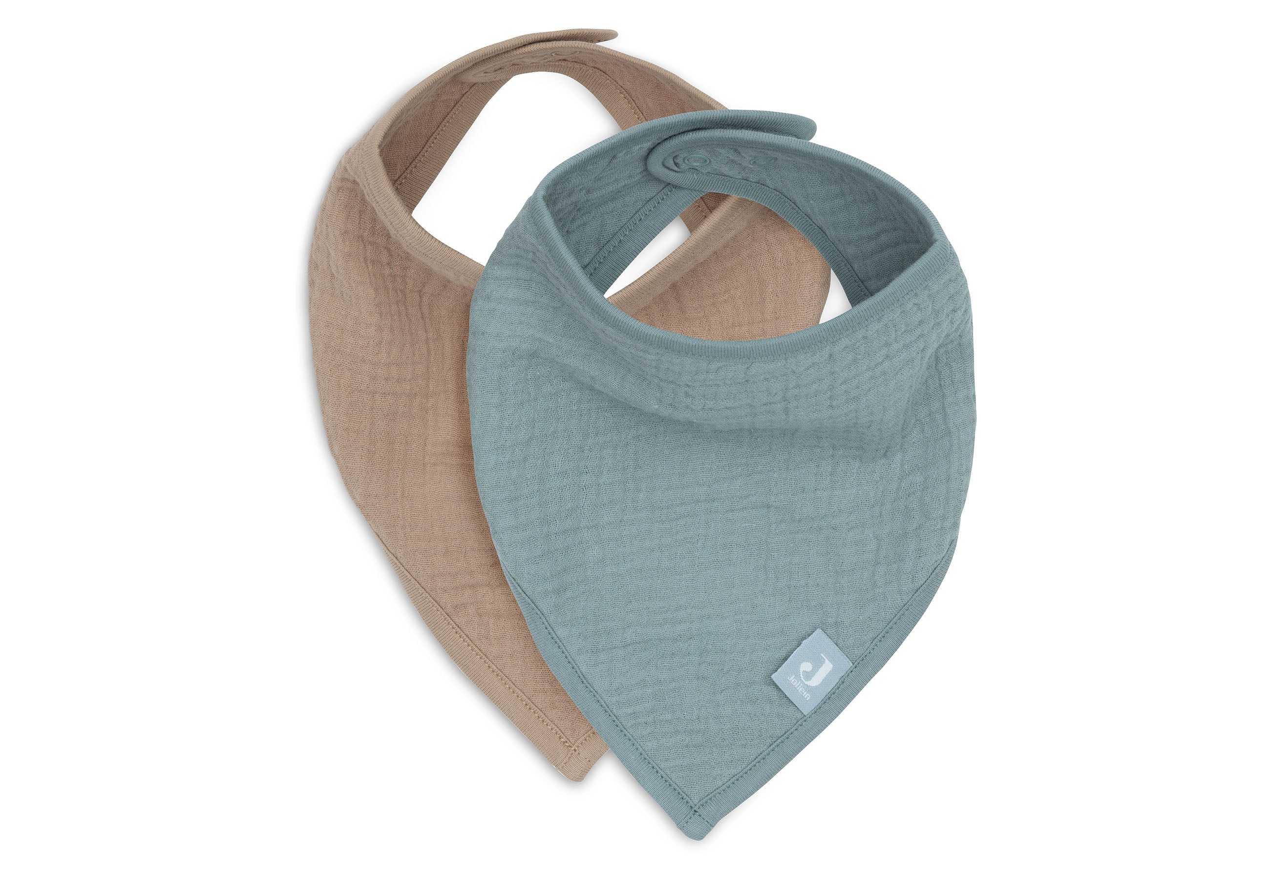 Jollein Bandana Slabbetje - Sea Green/Biscuit 2-pack