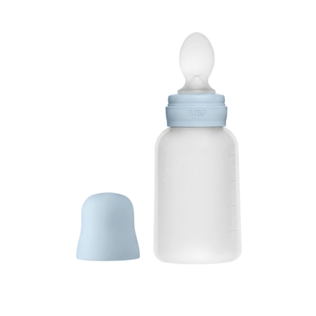 BIBS Knijpfles met Lepel – Baby Blue-
