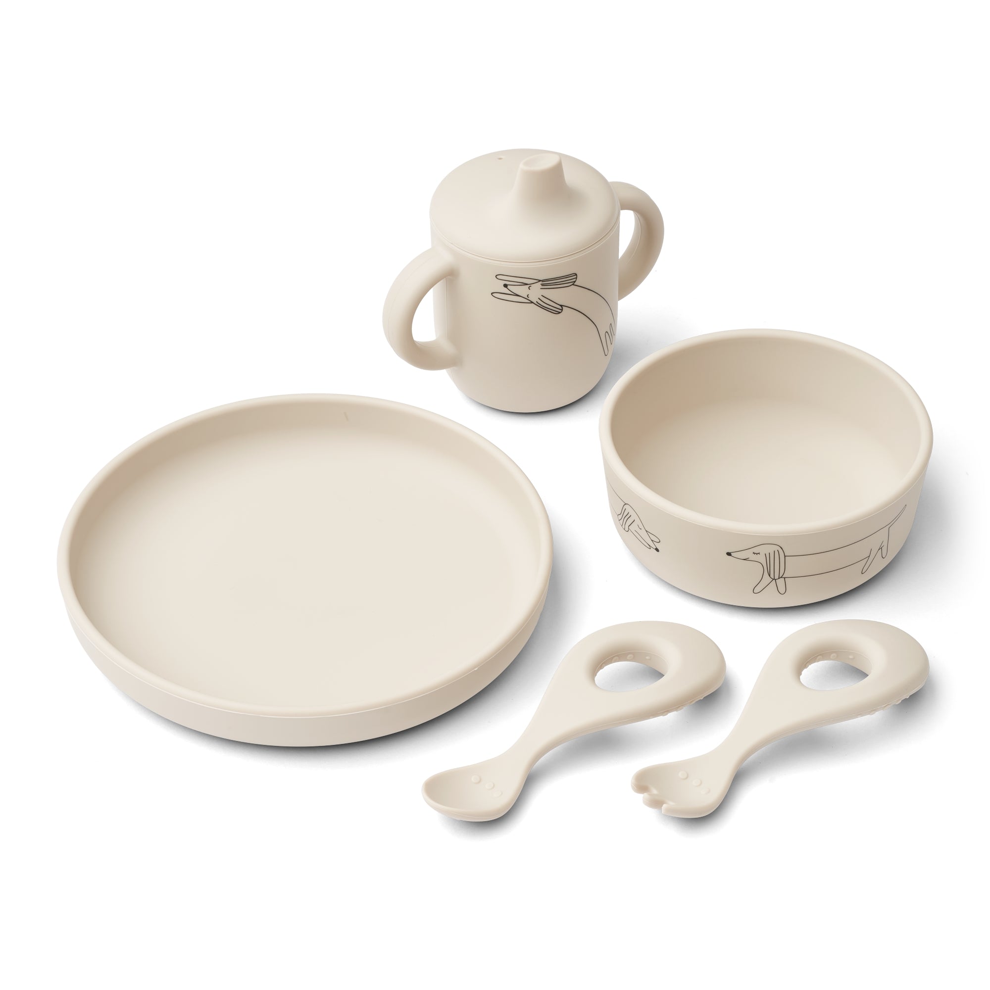 Liewood Ryle Printed Tableware Set - Dog Sandy-