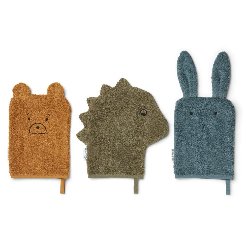 Liewood Washandjes 3-Pack - Whale Blue-